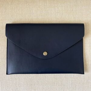 J.Crew Navy Blue Envelope Clutch NWOT Gold Interior Minimalist Design